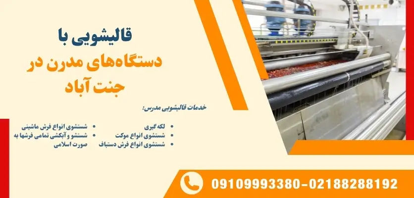 قالیشویی با دستگاه‌های مدرن در جنت آباد