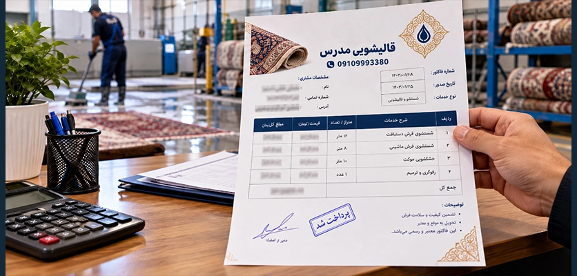 فاکتور رسمی بهعنوان نشانه قالیشویی معتبر