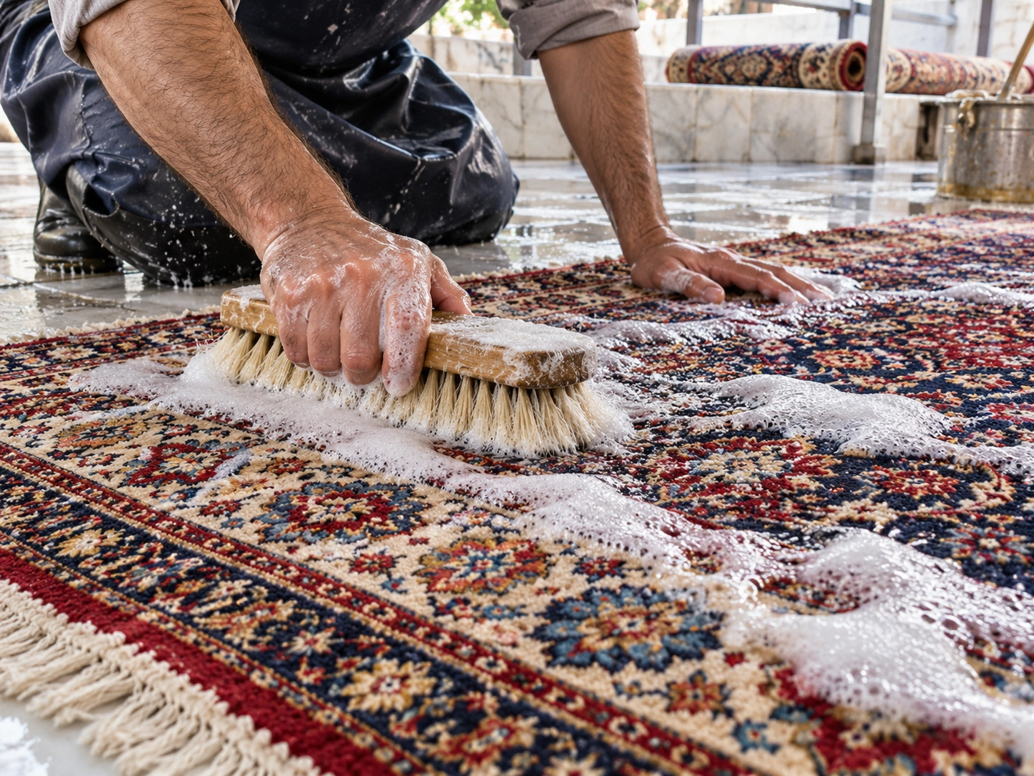شستشوی تخصصی فرش دستباف و ابریشم در قالیشویی مدرس فلاح