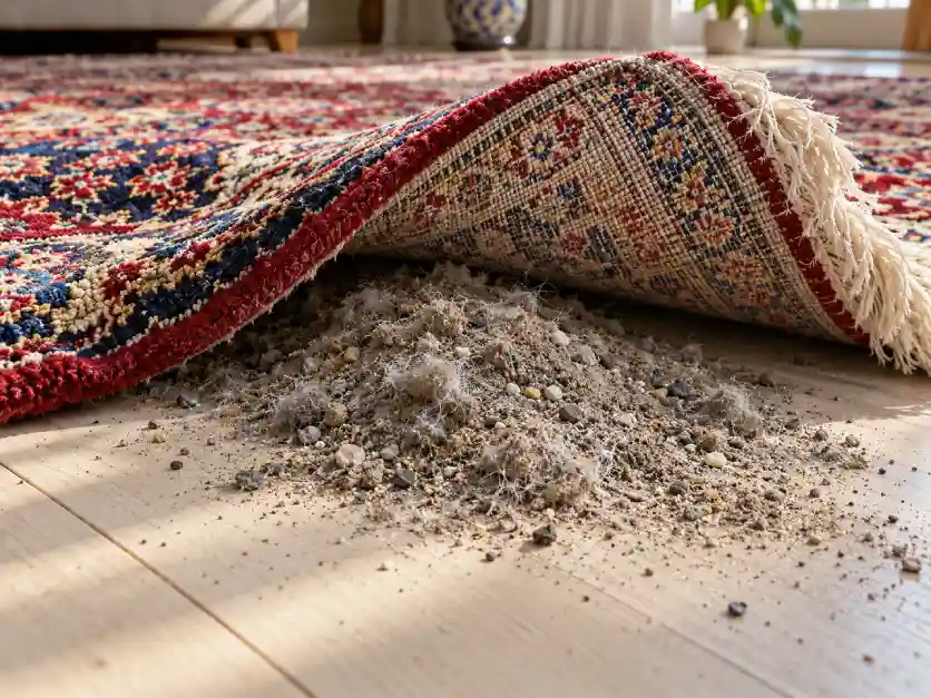 حجم خاک پنهان در زیر فرش قبل از شستشو