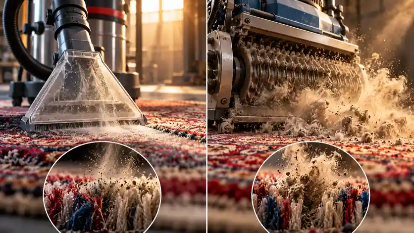 تفاوت جاروبرقی صنعتی و دستگاه غبارگیر ضربه‌ای فرش