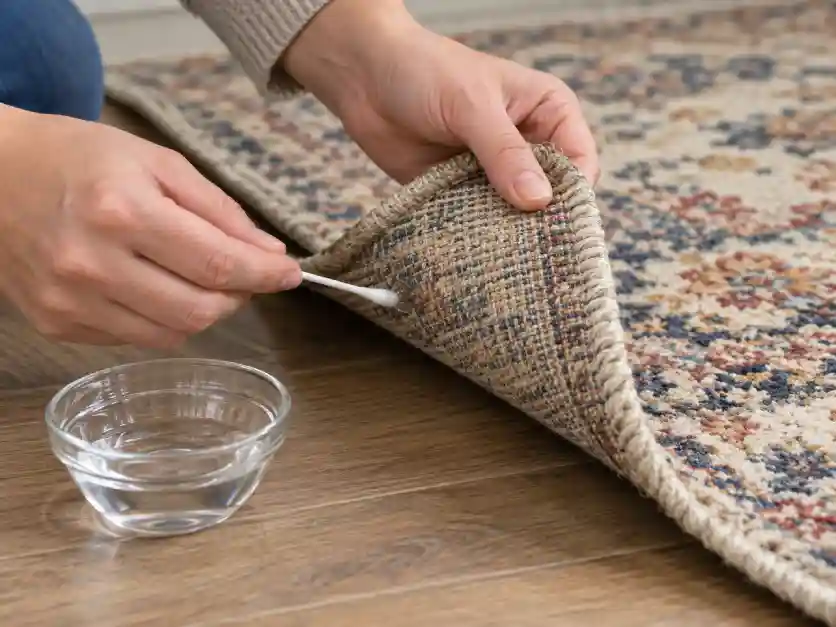 روش صحیح تست ماده شوینده روی گوشه فرش قبل از استفاده